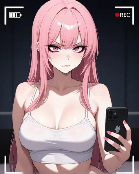 Pink-haired adult anime character, a streamer